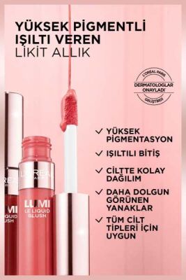 Loreal Paris Lumi Blush Likit Allık - 635 Glowy Worth It Medium - 3