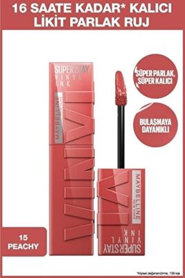 Maybelline New York Super Stay Vinyl Ink Ruj 15 Peachy - 1
