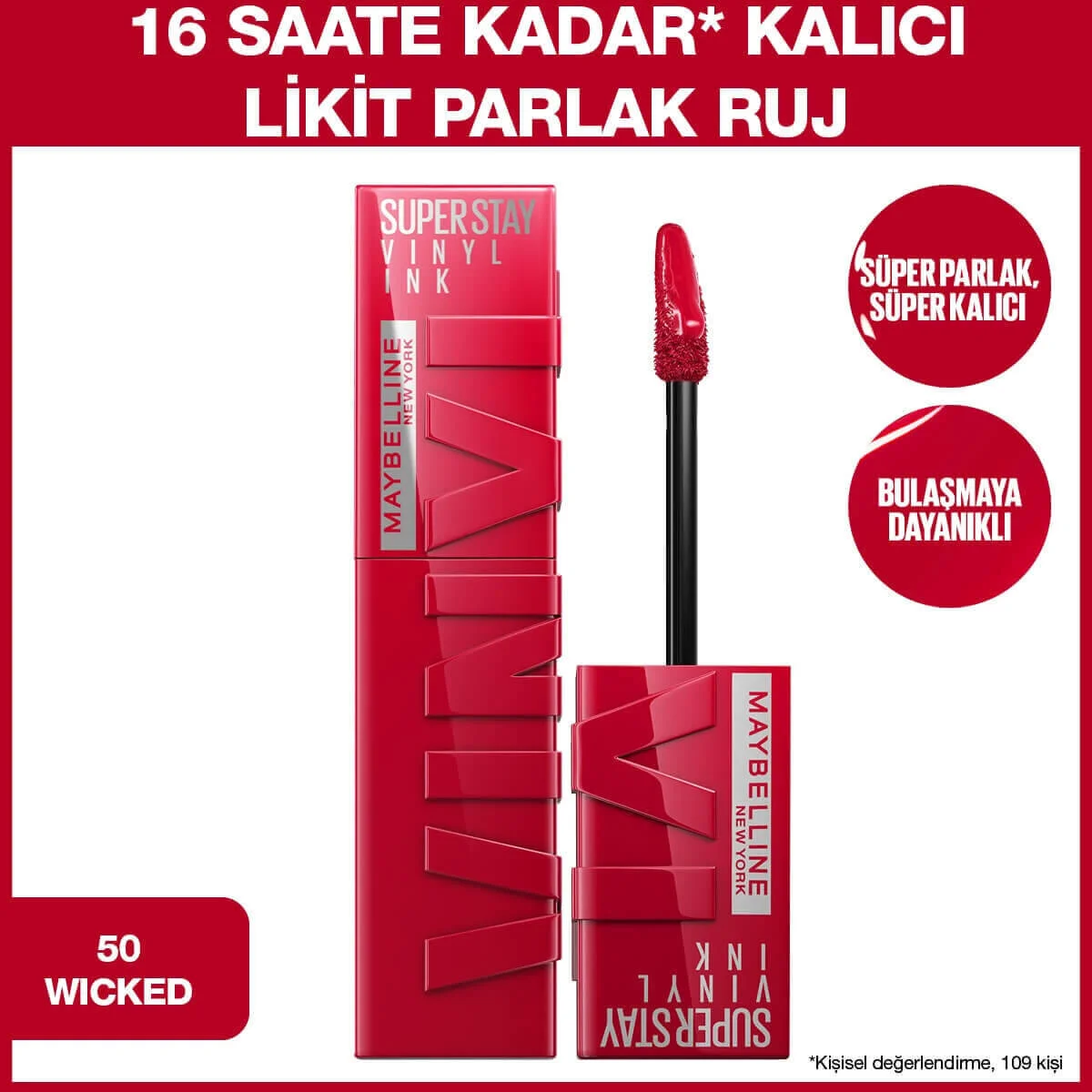 Maybelline New York Super Stay Vinyl Ink Ruj 50 Wicked - 1
